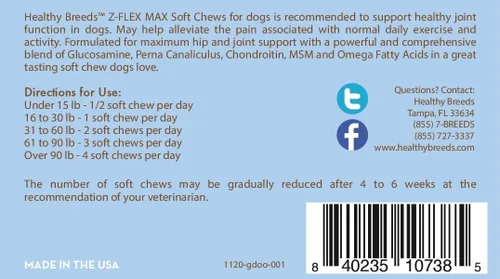 Miniatura 16 de Healthy Breeds Great Pyrenees Z-Flex Max - Masticables suaves para cadera y articulaciones, 50