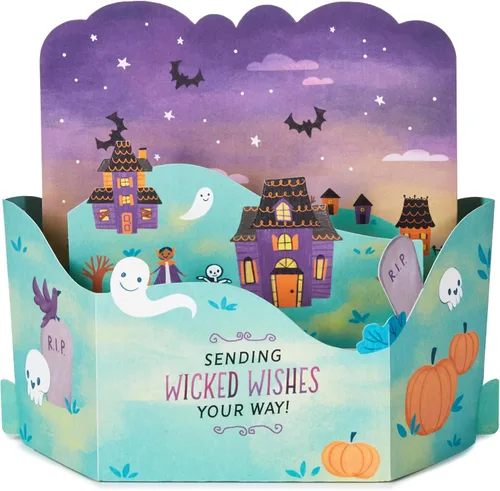 Miniatura 2 de Hallmark Paper Wonder - Tarjeta desplegable de Halloween con música y movimiento (bruja voladora)