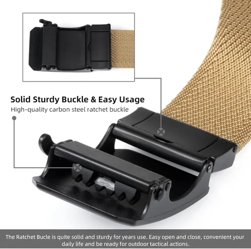 Miniatura 4 de Auto Lock Ratchet Belt for Men Elegant Dressing Belt Buckle 1.5" Wide Elastic Nylon Tactical Belts Thicker