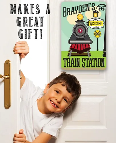 Miniatura 4 de Estación de tren personalizada: bonita decoración de cruce de ferrocarril, accesorios de habitación de bebé niño, decoración de sala