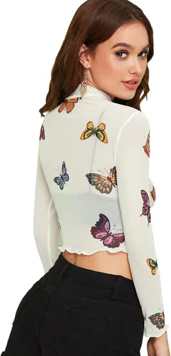 Miniatura 2 de SweatyRocks - Camisa de manga larga con cuello de ángel, diseño de ángel
