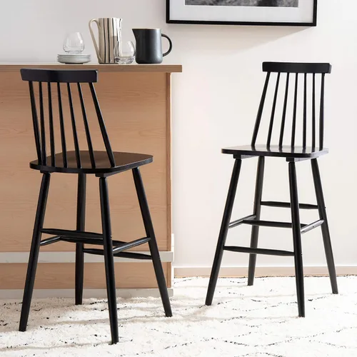Miniatura 7 de Safavieh Home Collection Beaufort - Taburete de bar (30 pulgadas, 2 unidades), color negro