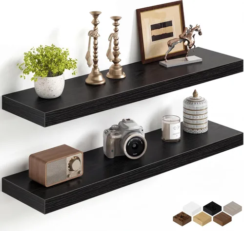 Miniatura 18 de Fun Memories Estantes flotantes de 16 pulgadas para pared, estantes de 8 pulgadas de profundidad para baño, dormitorio, cocina, montaje en pared