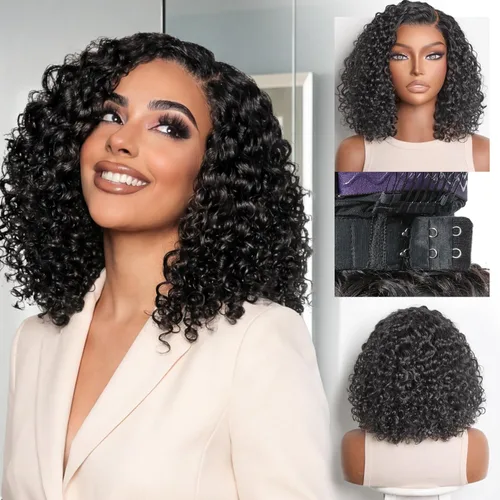 Miniatura 18 de LUVME HAIR - Peluca de cabello humano estilo Bob, de 8 pulgadas, precortada, sin pegamento, con cierre de encaje HD, predepilada, cabello humano