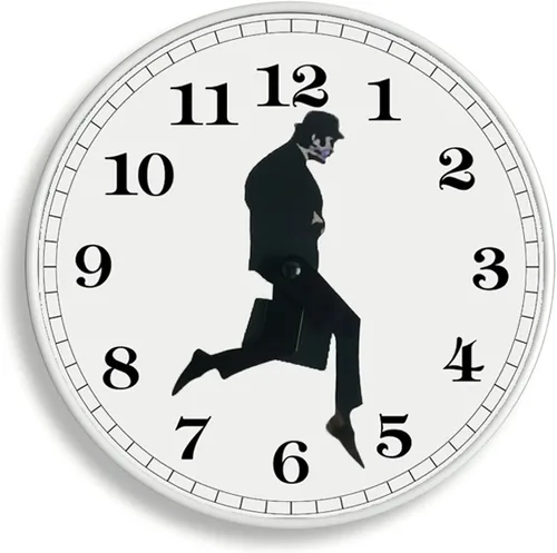 Miniatura 7 de TANKRIN Ministry of Silly Walks - Reloj de pared para dormitorio, cocina, sala de estar, regalo novedoso para decoración del hogar (negro)