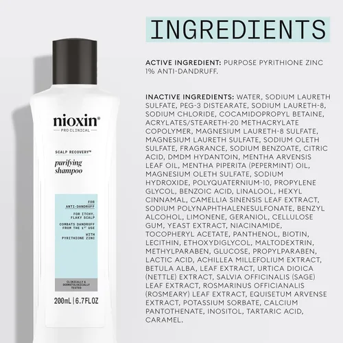 Miniatura 7 de Nioxin Scalp Recovery Purifying Shampoo For Itchy, Flaky Scalp Anti-Dandruff Formulated with Pyrithione Zinc