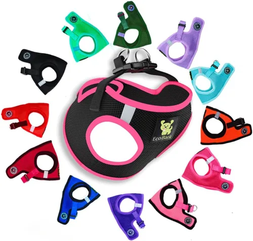 Miniatura 11 de EcoBark Arnés para perro – Arneses ecológicos para perros XXS, XS y pequeños – Chaleco de cuerpo pequeño reflectante y ajustable – Arnés de malla