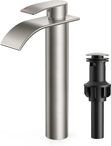 Miniatura 11 de FORIOUS Grifos de baño negros y dorados, cascada de 4 pulgadas con drenaje desplegable de metal y manguera cUPC para lavabo, tocador, RV, pedestal