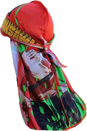 Miniatura 3 de Design Durag - Rag de satén sedoso de cola larga de anime con diseño de gorra ondulada transpirable y elegante, color verde