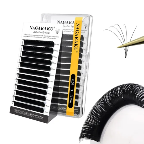 Miniatura 52 de NAGARAKU Easy Fan Extensiones de Pestañas Volumen Lash 0.07 Rizo D 8-15mm Bandeja Mixta Floración Rápida Visón Sintético en Racimo Para Ventilador