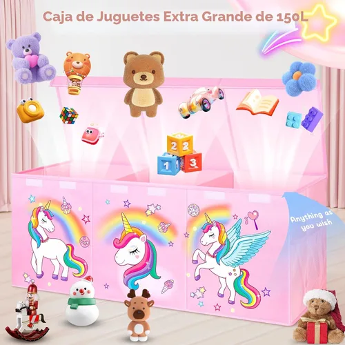 Miniatura 2 de Mabahoo Cofre de juguetes extragrande, organizador de almacenamiento de juguetes plegable y resistente con tapas, 40 x 14 x 16 pulgadas, cajas