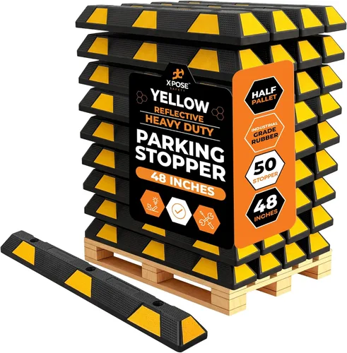 Miniatura 42 de Xpose Safety Tope de goma resistente de 22 pulgadas para estacionamiento, paquete de 2 bloques de ruedas para garaje, entrada o rampa, tope