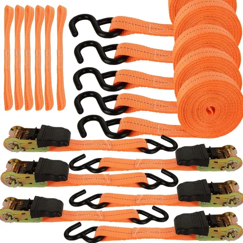 Miniatura 13 de Paquete de 2 correas de amarre de trinquete, 2 pulgadas x 33 pies, 10,000 libras de resistencia a la rotura, correas de amarre de carga resistentes