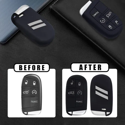 Miniatura 6 de GZSH Funda para llavero para Dodge Accesorios de 5 botones, funda de silicona para llavero de repuesto con control remoto para Dodge Challenger