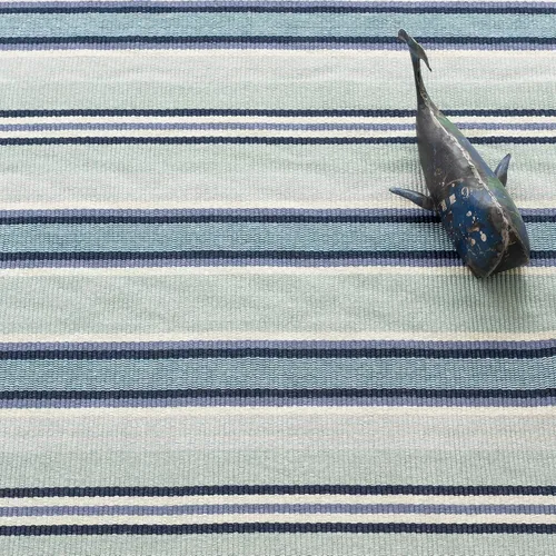 Miniatura 3 de Dash & Albert Barbados - Alfombra de algodón tejida a mano con rayas azules, 5 x 8 pies, patrón de rayas azules