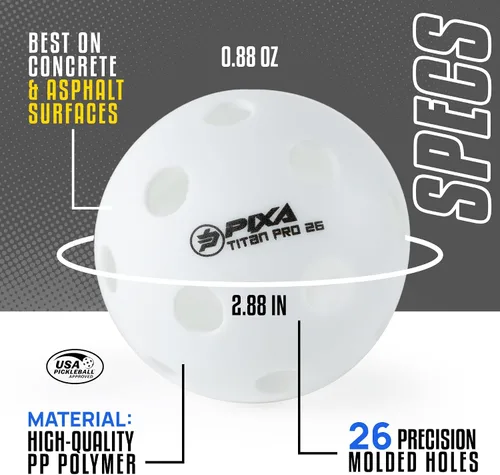 Miniatura 6 de PIXA Titan Pro 26 Pickleball para interiores, aprobado por USAPA, bolas de pickleball duraderas para interiores, rebote constante, vuelo suave, Rosa