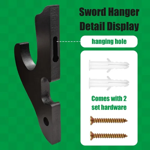 Miniatura 4 de Soporte de Pared Montaje para Espada Gancho de 1 Nivel Soporte de Katana Ajustable Colgador de Exhibición para Espada Samurái Tanto Rapier Sable