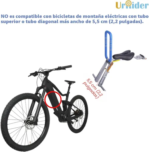 Miniatura 9 de UrRider Asiento de bicicleta para niños, asiento de bicicleta para niños de montaje frontal, apto para bicicletas de montaña, bicicletas de crucero