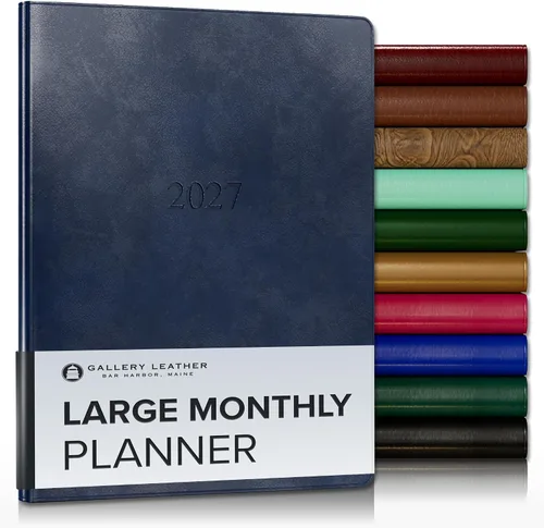 Miniatura 139 de Gallery Leather Agenda Mensual Grande 2025-2026, Elegantemente Encuadernada Planificador de Calendario y Cuaderno con Elegantes Bordes Dorados, 18
