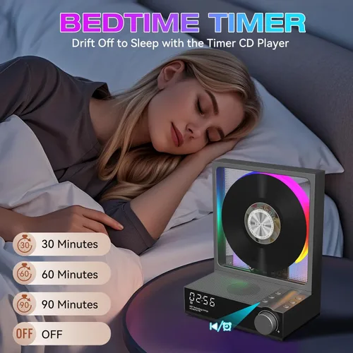 Miniatura 6 de HOTT - Reproductor de CD portátil, reproductores de CD retro Bluetooth 5.3 para el hogar, reproductor de música con altavoz de alta fidelidad, 4000