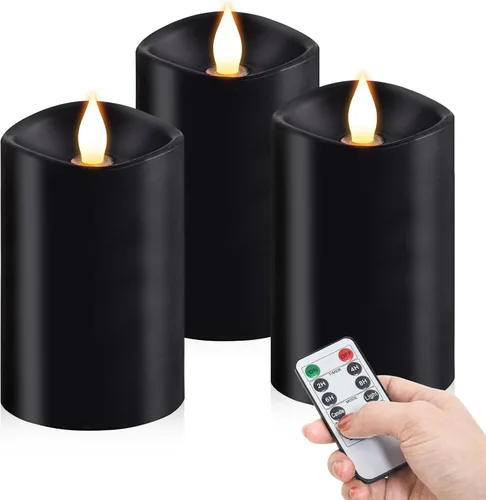 Miniatura 40 de Velas sin llama de 3 x 3 que funcionan con pilas con temporizador remoto, duran 600 horas, velas de batería parpadeantes, velas LED eléctricas