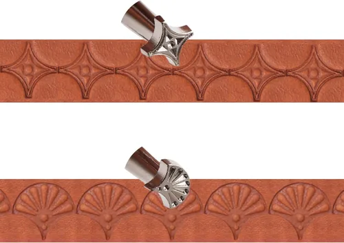 Sellos de cuero, 2 herramientas profesionales de estampado de bordes de cuero para trabajo artesanal (109+84-92)