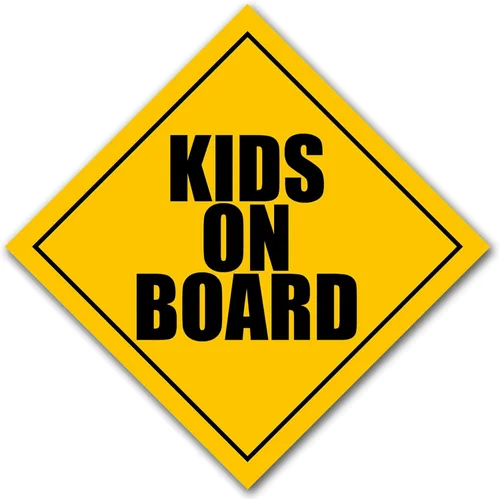 Imán magnético con forma de letrero de precaución para niños (seguridad para niños en automóviles, camiones, autobuses (5 x 5 pulgadas)