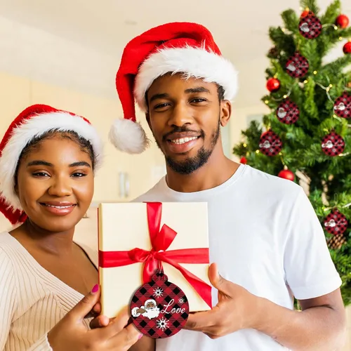 Miniatura 6 de Bucherry Adornos afroamericanos para árbol de Navidad, adornos de Papá Noel negro de 3.2 x 3.9 pulgadas, decoraciones de madera navideñas colgantes