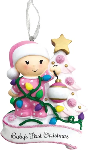 Miniatura 2 de Adorno de la primera Navidad del bebé 2025 – Árbol decorativo para niña – Recuerdo personalizado de vacaciones – Adorno personalizado de mi primera