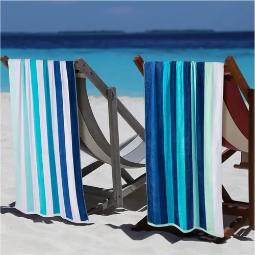 Miniatura 6 de Superior Algodón egipcio de gran tamaño de 450 GSM, toalla de playa, 34 x 64 pulgadas, rayas degradadas, juego de 2 piezas