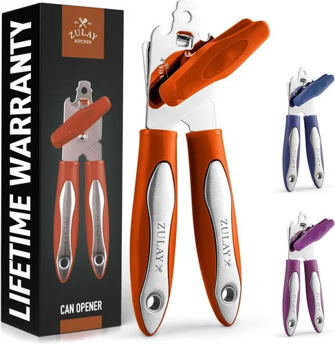 Miniatura 8 de Zulay Kitchen Abrelatas de mano – Abrelatas manual duradero cuchillas de acero inoxidable de corte de borde liso – Abrelatas manual de servicio