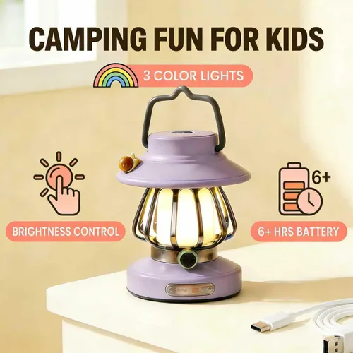 Miniatura 2 de Juego de luces de campamento para niños, linterna recargable y linterna frontal con sensor de movimiento con carga USB-C, luz nocturna regulable