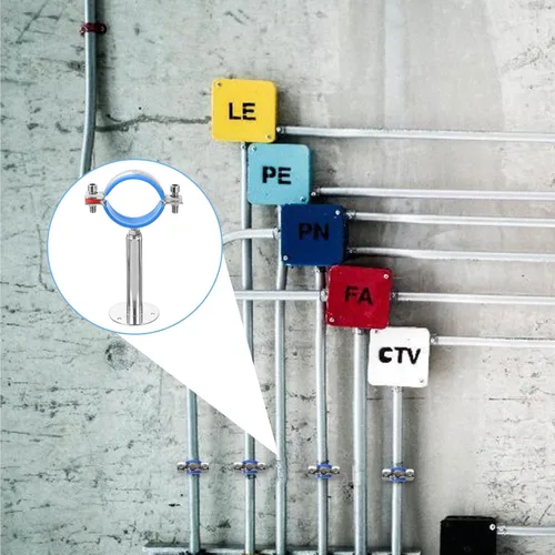 Miniatura 7 de uxcell Soporte de tubería de acero inoxidable, montaje en pared, soporte de tubo de montaje en techo, altura ajustable de 3.937-7.874 in para tubo