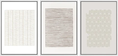 Miniatura 187 de SIGNWIN Lienzo enmarcado para pared, arte con pinceladas de flujo neutro en tonos beige abstractos, ilustraciones, arte moderno, decorativo