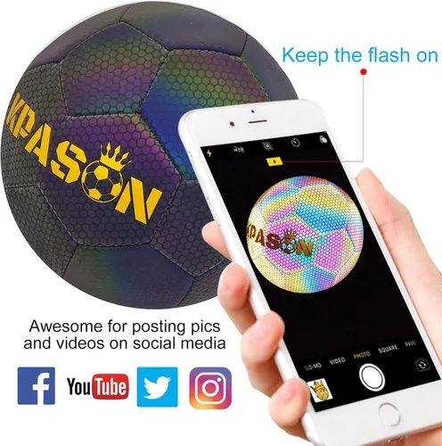 Miniatura 2 de Soccer Ball, Holographic Reflective Glowing Soccer Ball Size 4/5 for Men Women Training, with Pump and Carry Bag