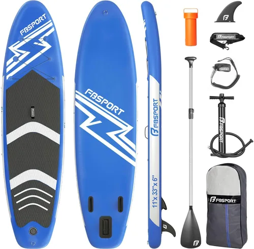Miniatura 16 de FBSPORT Tabla de remo de pie prémium de 11 pies, tabla de yoga con accesorios de SUP y bolsa de transporte, amplia posición, control de surf, Verde