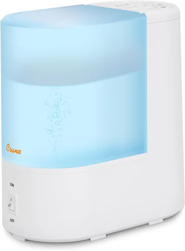 Crane Humidificador de niebla cálida, humidificador pequeño para dormitorio, oficina, bandeja de almohadilla de vapor, humidificadores de niebla