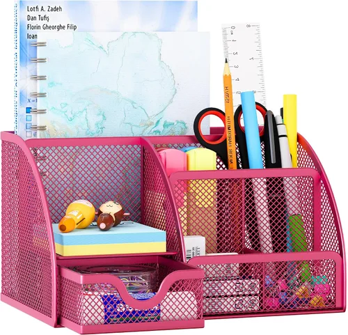 Miniatura 14 de EasyPAG Organizador de Escritorio de Malla con Cajón Portabolígrafos Multifuncional Organizador de Papelería para Suministros de Oficina y Escuela 6