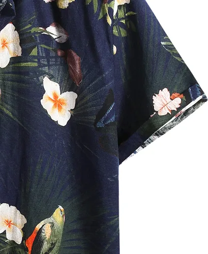 Miniatura 5 de Flower Hawaiian Shirt Men Short Sleeve Fashion Cooling Summer Beach Shirt Tropical Floral Casual Button Down Shirt Top