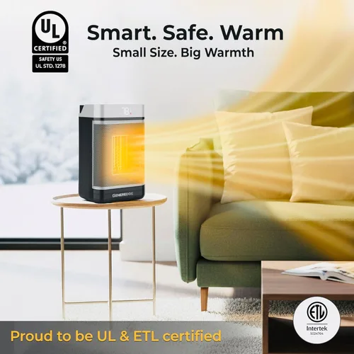 Miniatura 6 de Calentador de espacio portátil para uso en interiores - Calentador eléctrico PTC de 1500 W con termostato digital, control remoto, oscilación