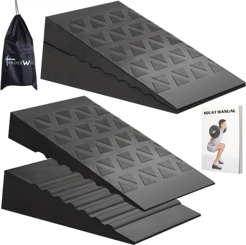 Cuña en cuclillas de 5 alturas de metal ajustable para sentadillas elevadas en el talón, 2 unidades de bloque de estiramiento de pantorrillas para