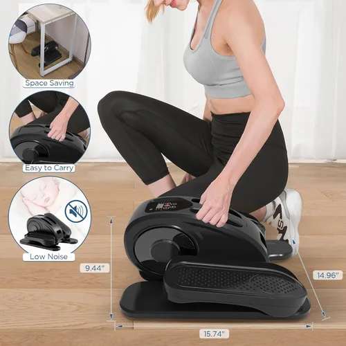 Miniatura 6 de Elíptica debajo del escritorio, ejercitador de pedal eléctrico sentado, silencioso, compacto, mini entrenador elíptico con monitor de pantalla