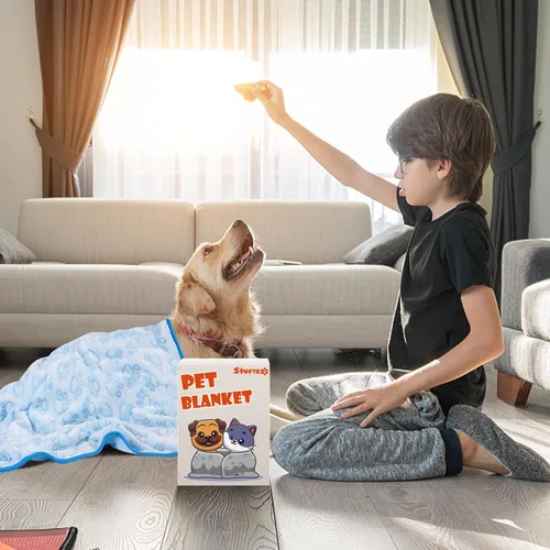 Miniatura 5 de Manta Azul para Perro para Accesorios de Cachorro Macho, Cosas Azules para Perro para Gatitos Pequeños de Interior, Suministros Esenciales Lavables