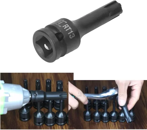 Miniatura 4 de Utoolmart Broca de impacto negra, 1/2 pulgada M10 Impact Triple Square Spline Socket, acero cromado molibdeno, herramienta de reparación de broca