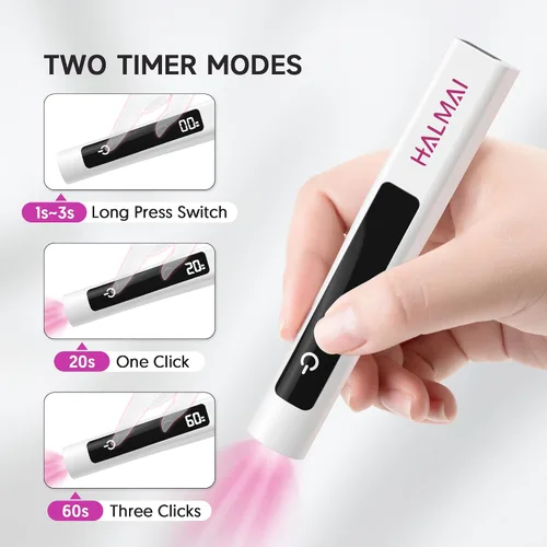 Miniatura 3 de Halmai Lámpara de uñas UV de mano para esmalte de gel, mini luz roja portátil con LED, secadora USB recargable inalámbrica, herramienta de salón