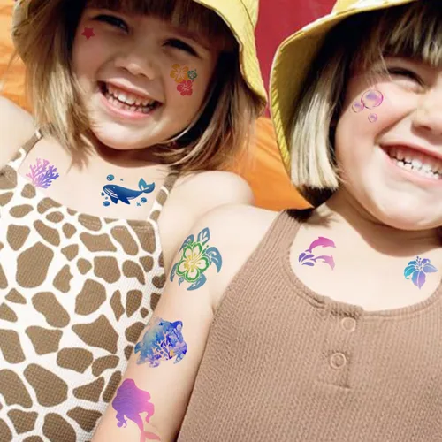 Miniatura 5 de CHARLENT Tatuajes Temporales para Niños - 320 Estilos Mixtos (36 Hojas) Juego de Calcomanías de Tatuajes para Niños y Niñas, Carro Dinosaurio Hawaii