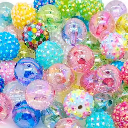 Cuentas de diamantes de imitación de colores redondas espaciadoras para joyería, pulsera, collar, bolígrafo, bolsa, cadena, suministros de 0.709 in