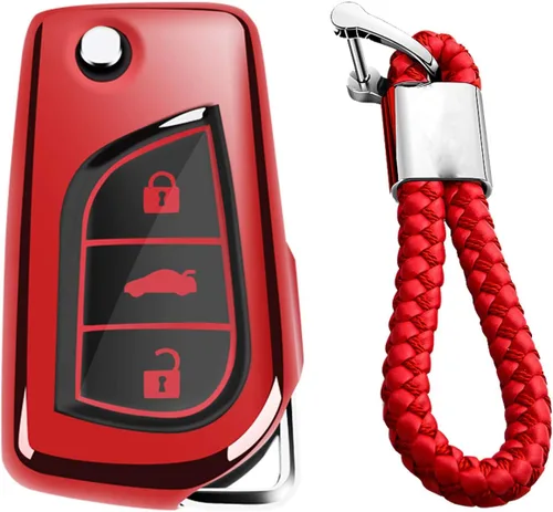 Miniatura 9 de Funda de Silicona Suave de Goma con Textura de Fibra de Carbono Cubierta de Llave Fob Para Toyota 4Runner Avalon C-HR Camry Corolla Fortuner