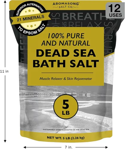 Miniatura 8 de Aromasong Sal de baño del Mar Muerto, 100% puras y naturales, sales del mar muerto para remojar grano fino de 5 libras, paquete resellable a granel