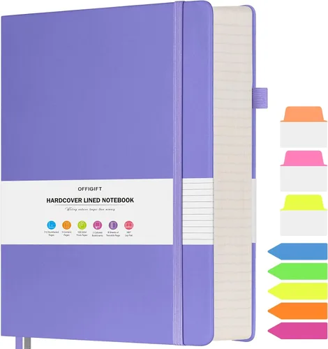 Miniatura 17 de Cuaderno rayado, cuaderno grande A5 con rayas universitarias, cuaderno de trabajo de 312 páginas numeradas con calcomanías de índice, papel grueso